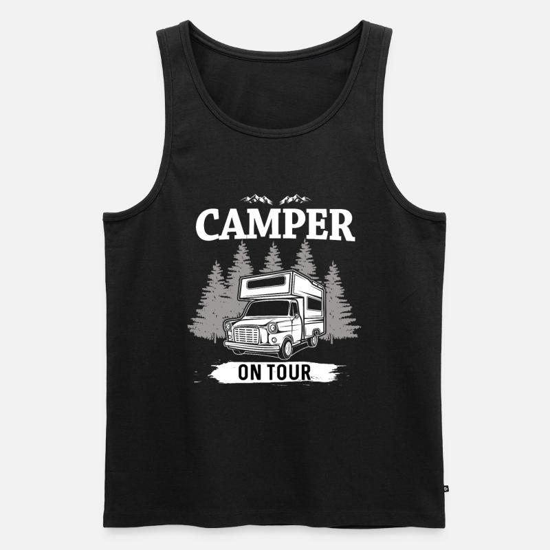 Camper on Tour - Männer Premium Bio Tank Top - Schwarz