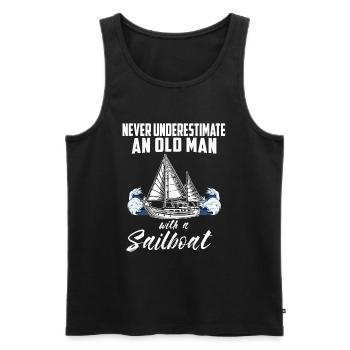 Never underestimate an old man sailboat - Men's Premium Organic Tank Top - black - Front - Michal (187cm)