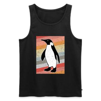 Vintage Pinguin - Männer Premium Bio Tank Top - Schwarz - Vorne - AI Model Male 178 light (178cm)