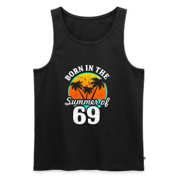 Born in the summer of '69 - Männer Premium Bio Tank Top - Schwarz - Vorne - AI Model Male 178 light (178cm)