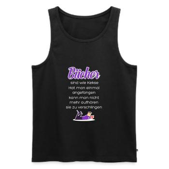 Bücher sind wie Kekse. Hat man einmal angefangen.. - Männer Premium Bio Tank Top - Schwarz - Vorne - Michal (187cm)