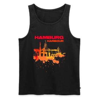 Habour de Hambourg - Débardeur bio Premium Homme - noir - Devant - AI Model Male 178 light (178cm)