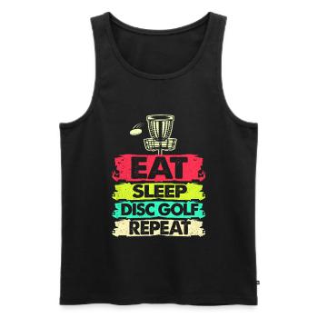 Frisbee - Men's Premium Organic Tank Top - black - Front - AI Model Male 178 light (178cm)