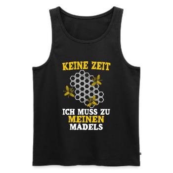 Keine Zeit ich muss zu meinen Mädels - Männer Premium Bio Tank Top - Schwarz - Vorne - Michal (187cm)