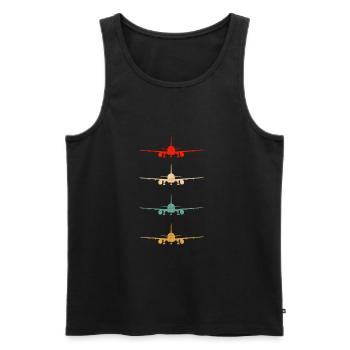 Avions vintage - Débardeur bio Premium Homme - noir - Devant - Michal (187cm)
