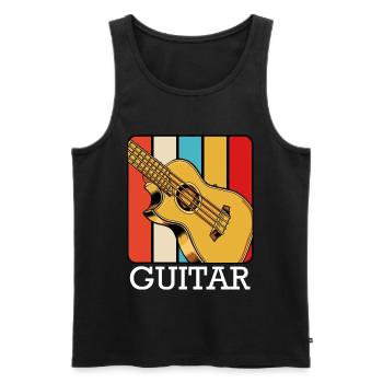 Retro guitar design with color stripes - Men's Premium Organic Tank Top - black - Front - Michal (187cm)