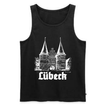 Lübeck - Holstentor - Männer Premium Bio Tank Top - Schwarz - Vorne - Michal (187cm)