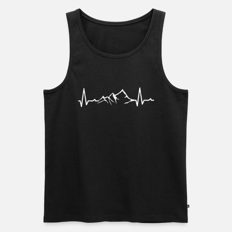 Herzschlag Berge Klettern - Männer Premium Bio Tank Top - Schwarz
