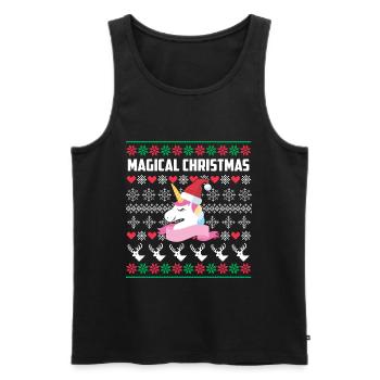 Ugly Christmas Einhorn - Männer Premium Bio Tank Top - Schwarz - Vorne - AI Model Male 178 light (178cm)