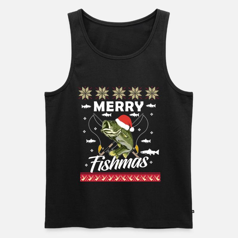Merry Fishmas - Männer Premium Bio Tank Top - Schwarz