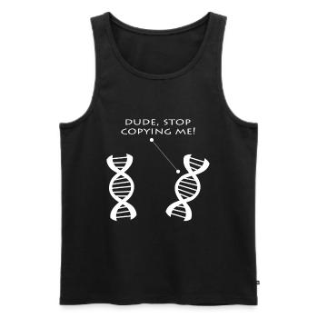 DNA Dialogue: Stop Copying - Men's Premium Organic Tank Top - black - Front - Michal (187cm)