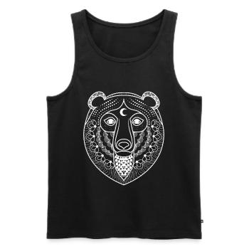 Visage d'ours en filigrane - ours - ours - Débardeur bio Premium Homme - noir - Devant - Michal (187cm)