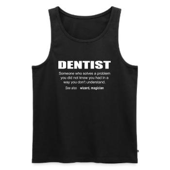 Dentist Description - Men's Premium Organic Tank Top - black - Front - AI Model Male 178 light (178cm)