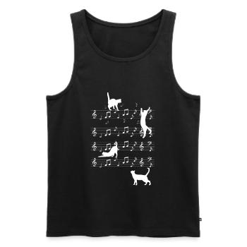 Musik Katze - Männer Premium Bio Tank Top - Schwarz - Vorne - Michal (187cm)