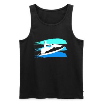 Jetski Fahrer Farbsplash - Männer Premium Bio Tank Top - Schwarz - Vorne - Michal (187cm)