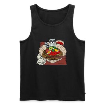 Ramen Waschbär - Männer Premium Bio Tank Top - Schwarz - Vorne - AI Model Male 178 light (178cm)