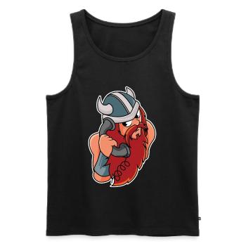 Wikinger am Telefon - Männer Premium Bio Tank Top - Schwarz - Vorne - Michal (187cm)