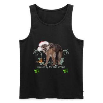 Je suis prêt pour Noël, drôle de loup - Débardeur bio Premium Homme - noir - Devant - AI Model Male 178 light (178cm)