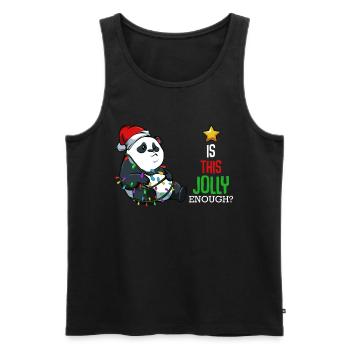 Panda with fairy lights Christmas - Men's Premium Organic Tank Top - black - Front - Michal (187cm)