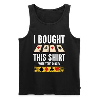Geldausgabe Shirt mit Pokerkarten - Männer Premium Bio Tank Top - Schwarz - Vorne - Michal (187cm)