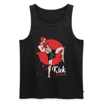 Kickboxer im Roten Hintergrund - Männer Premium Bio Tank Top - Schwarz - Vorne - Michal (187cm)