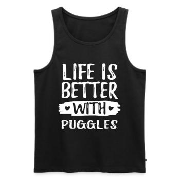 LIFE IS BETTER WITH PUGGLES - Men's Premium Organic Tank Top - black - Front - Michal (187cm)