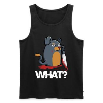 Grimmiges Hunde Haustier mit Messer - Männer Premium Bio Tank Top - Schwarz - Vorne - Michal (187cm)