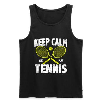Keep calm Tennis - Männer Premium Bio Tank Top - Schwarz - Vorne - Michal (187cm)