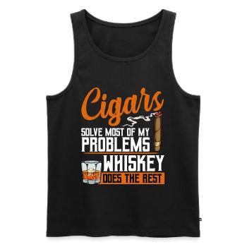 Cigars Solve Problems, Whiskey Does the Rest - Männer Premium Bio Tank Top - Schwarz - Vorne - Michal (187cm)