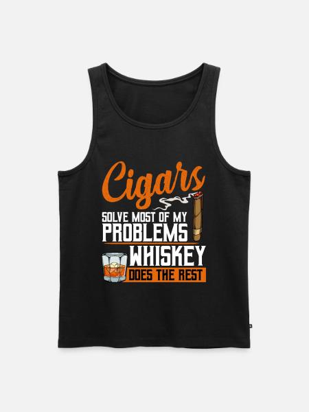 Cigars Solve Problems, Whiskey Does the Rest - Männer Premium Bio Tank Top - Schwarz