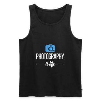 La photographie c'est la vie - photographe - prendre des photos - Débardeur bio Premium Homme - noir - Devant - Michal (187cm)