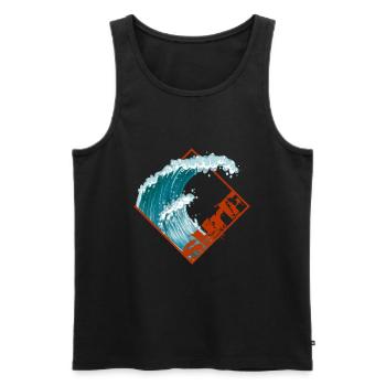 Surf wave surfer surfers - Men's Premium Organic Tank Top - black - Front - AI Model Male 178 light (178cm)