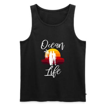 Ocean Life Surfer Sunset - Men's Premium Organic Tank Top - black - Front - Michal (187cm)