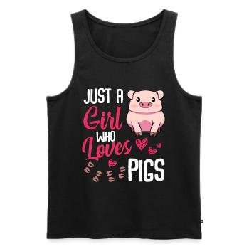 Just a Girl Who Loves Pigs - Men's Premium Organic Tank Top - black - Front - Michal (187cm)