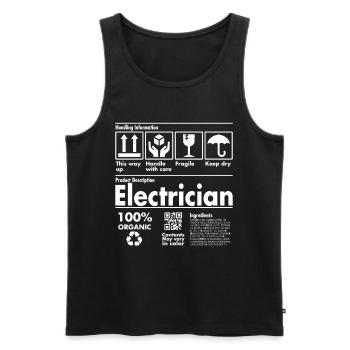 Product Description Shirt - Electrician Edition - Men's Premium Organic Tank Top - black - Front - Michal (187cm)