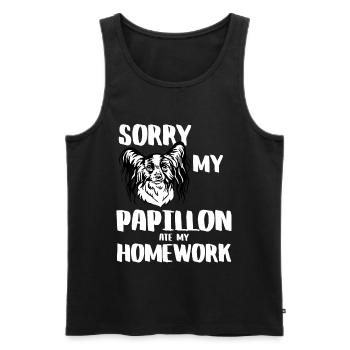 DÉSOLÉ MON PAPILLON A MANGÉ MA TÂCHE - Débardeur bio Premium Homme - noir - Devant - AI Model Male 178 light (178cm)