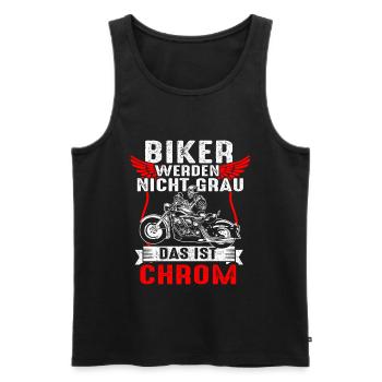 Biker werden nicht grau das ist Chrom - Männer Premium Bio Tank Top - Schwarz - Vorne - Michal (187cm)