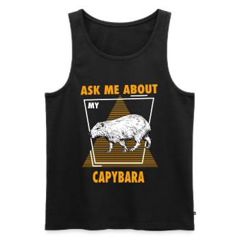 Ask Me About My Capybaras - Männer Premium Bio Tank Top - Schwarz - Vorne - AI Model Male 178 light (178cm)