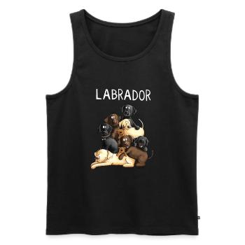 Drôle de labrador de chiens i retriever chiens - Débardeur bio Premium Homme - noir - Devant - AI Model Male 178 light (178cm)