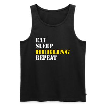 eat sleep hurling repeat - Männer Premium Bio Tank Top - Schwarz - Vorne - AI Model Male 178 light (178cm)
