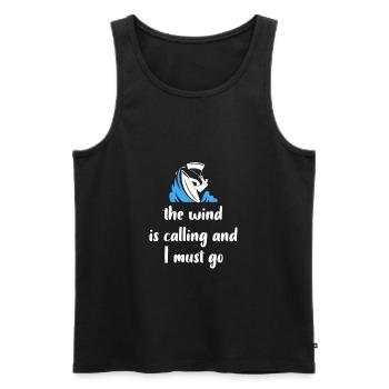 The wind is calling, and I have to go - Kitesurfing - Men's Premium Organic Tank Top - black - Front - AI Model Male 178 light (178cm)