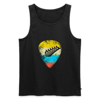 Guitar vintage guitar pick - Men's Premium Organic Tank Top - black - Front - AI Model Male 178 light (178cm)