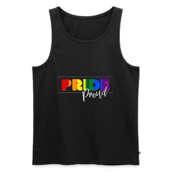 Pride Farbenrausch mit Proud Schrift - Männer Premium Bio Tank Top - Schwarz - Vorne - Michal (187cm)