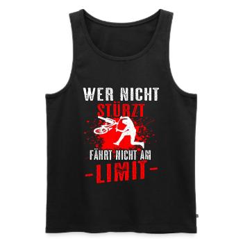 Wer nicht stürzt fährt nicht am Limit Fahrrad - Männer Premium Bio Tank Top - Schwarz - Vorne - AI Model Male 178 light (178cm)