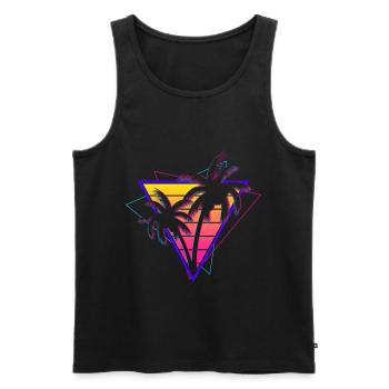 Synthwave Vaporwave Sunset Retro 80s 90s - Men's Premium Organic Tank Top - black - Front - Michal (187cm)