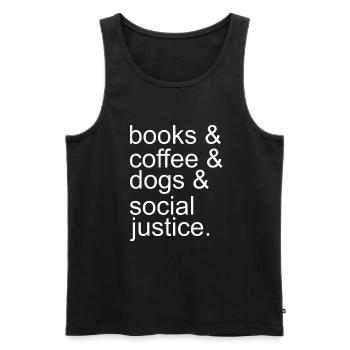 Livre Café Chien et justice sociale - Débardeur bio Premium Homme - noir - Devant - Michal (187cm)