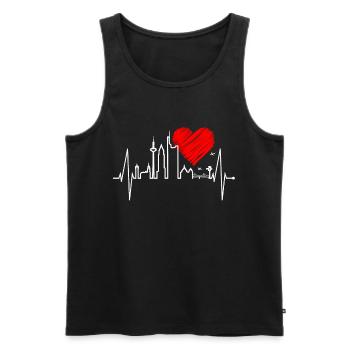 Francfort skyline battement de coeur fan love heart Hessen - Débardeur bio Premium Homme - noir - Devant - AI Model Male 178 light (178cm)