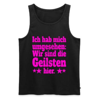 Ich Hab Mich Umgesehen Wir Sind Die Geilsten Hier - Männer Premium Bio Tank Top - Schwarz - Vorne - Michal (187cm)