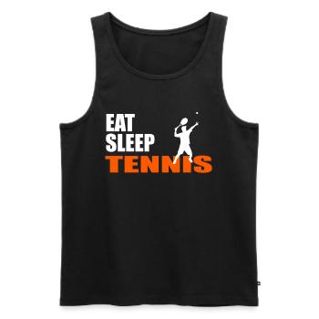 EAT. SLEEP. TENNIS. REPEAT. - Männer Premium Bio Tank Top - Schwarz - Vorne - AI Model Male 178 light (178cm)