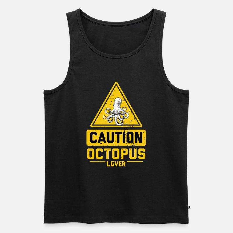 CAUTION Octopus Lover - Männer Premium Bio Tank Top - Schwarz